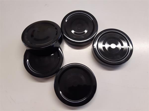 Ekstra skruelåg (høje) til glas og flasker, sorte, indre diameter 58 mm, 5 stk